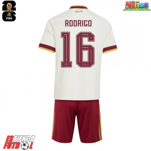 España Rodri Hernandez #16 Segunda Equipación Niños Mundial 2026 Manga Corta (+ Pantalones cortos)